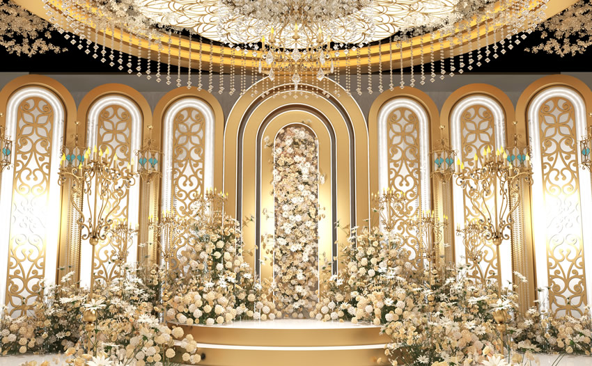 会泽香槟色调婚礼堂效果展示